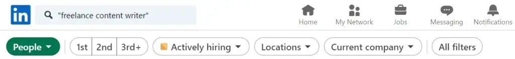 Search freelancers on LinkedIn