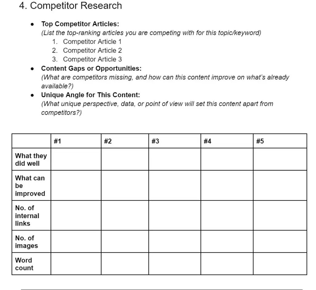 Competitor Research